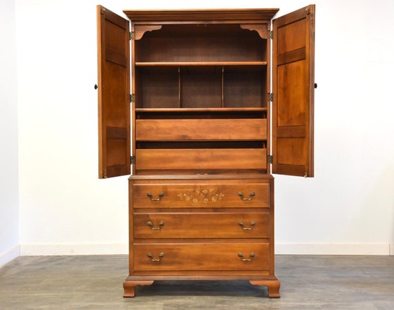 Hitchcock Vintage Maple Stenciled Hutch Cabinet