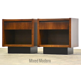 Walnut Nightstands by Lane - A Pair