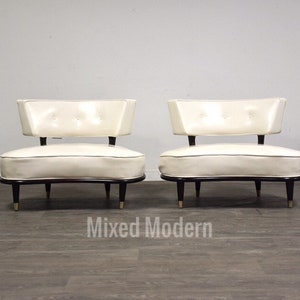 Italian Style White Oversized Lounge Chairs a Pair image 1