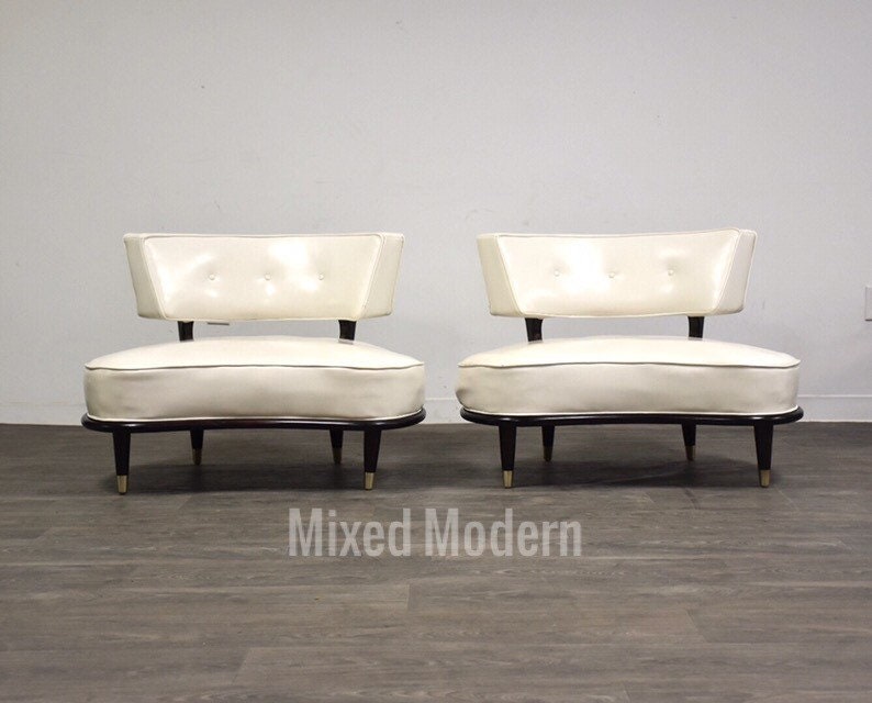 Italian Style White Oversized Lounge Chairs a Pair image 1
