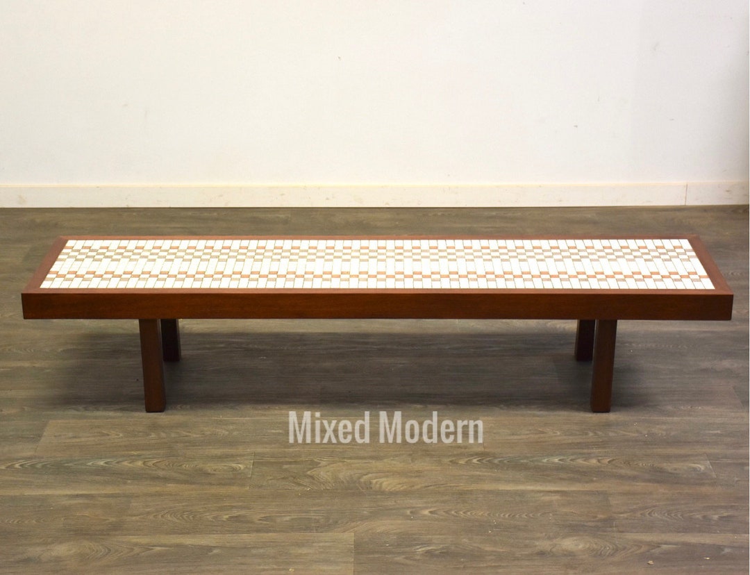 Danish Modern Teak and Tile Coffee Table Etsy