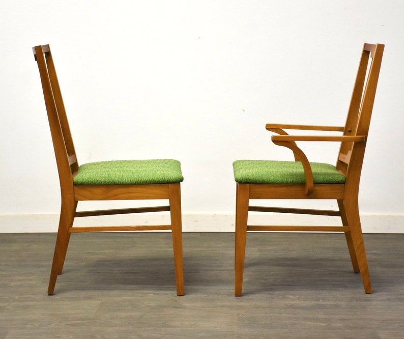 Mid Century Green Dining Chairs Set of 5 image 5