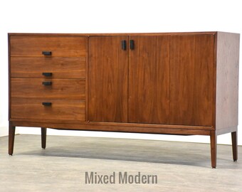 Refinished Walnut Mid Century Credenza