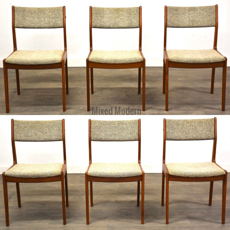 Modern Teak Dining Chairs Set of 6 image 1