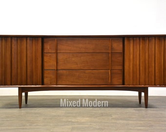 Walnut Mid Century Dresser by United