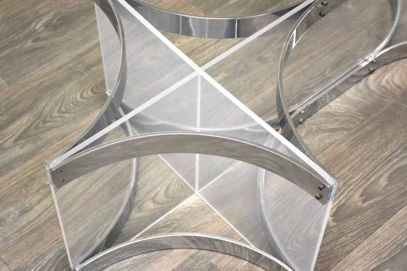 Alessandro Albrizzi Lucite and Chrome Coffee Table Base image 4