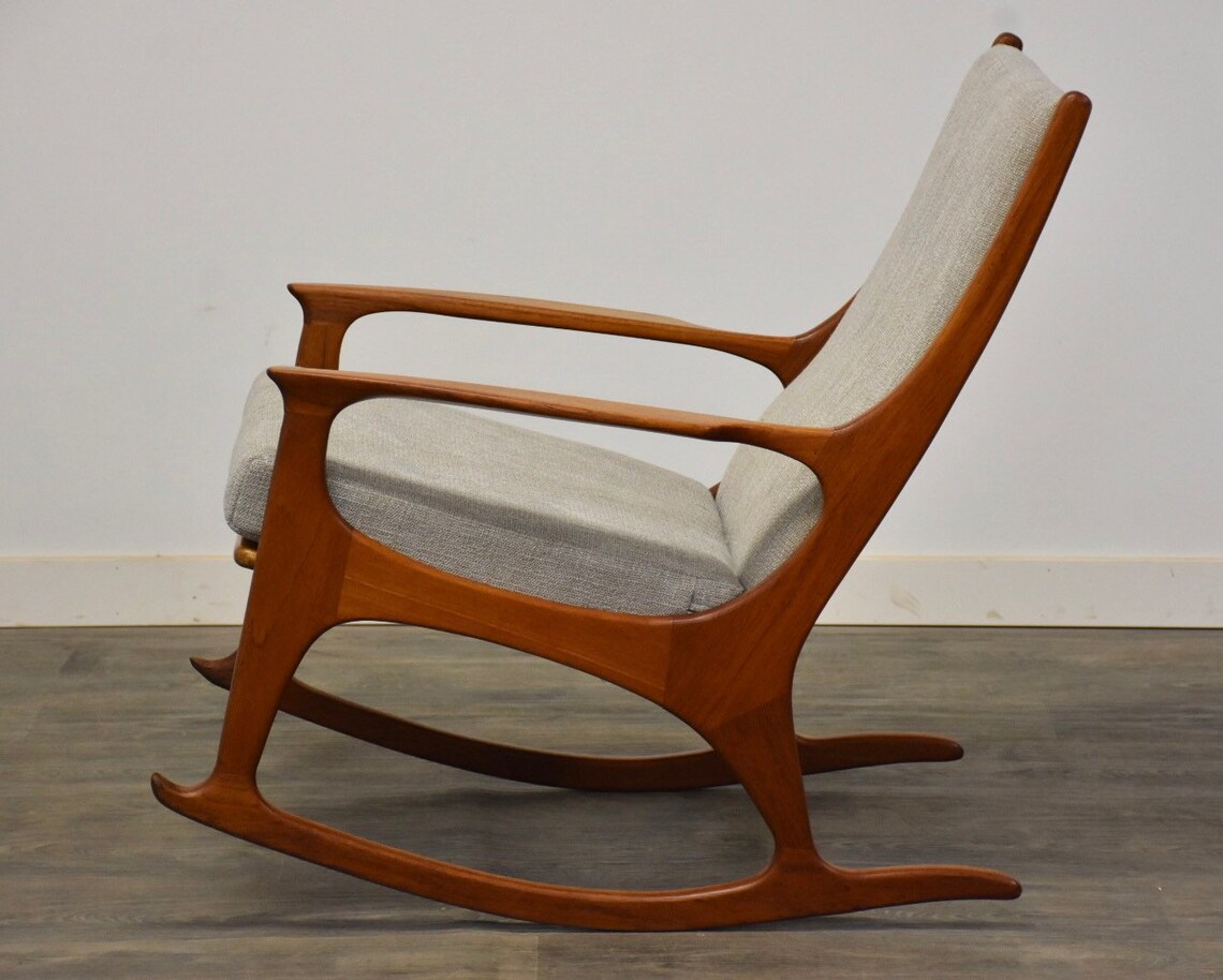 Danish Teak Mid Century Rocking Chair Etsy