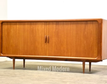 Danish Modern Teak Tambour Sideboard Credenza