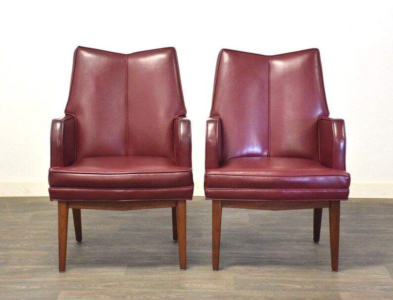 Maroon Lounge Chairs A Pair Etsy