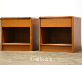 Modern Teak Nightstands - A Pair