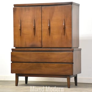 Walnut Mid Century Tall Dresser image 1