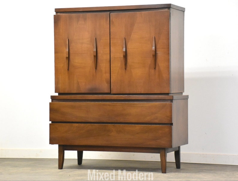 Walnut Mid Century Tall Dresser image 1