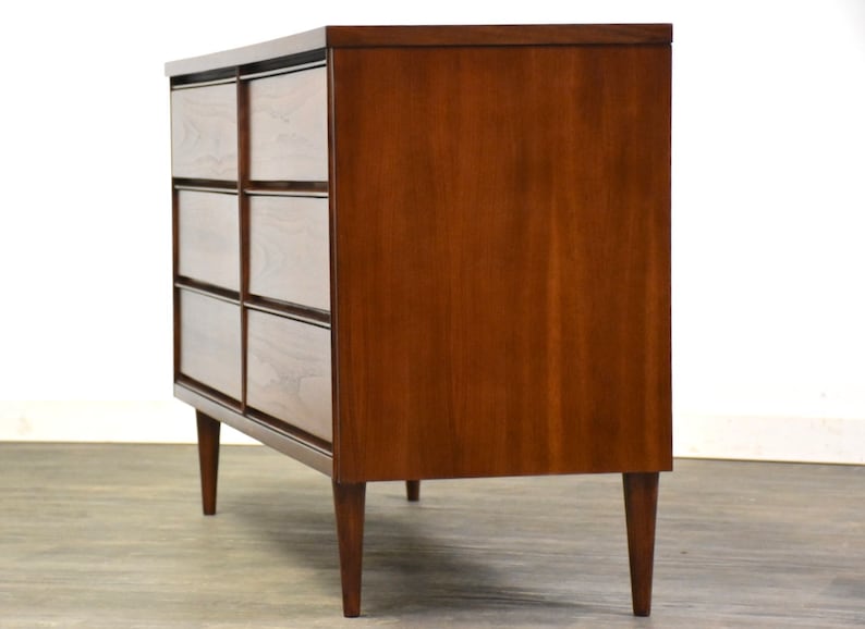 Walnut Mid Century Modern Dresser by Bassett image 6