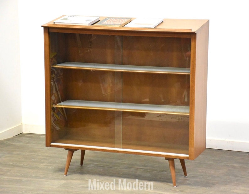 Walnut MCM Bookcase Display Cabinet image 1