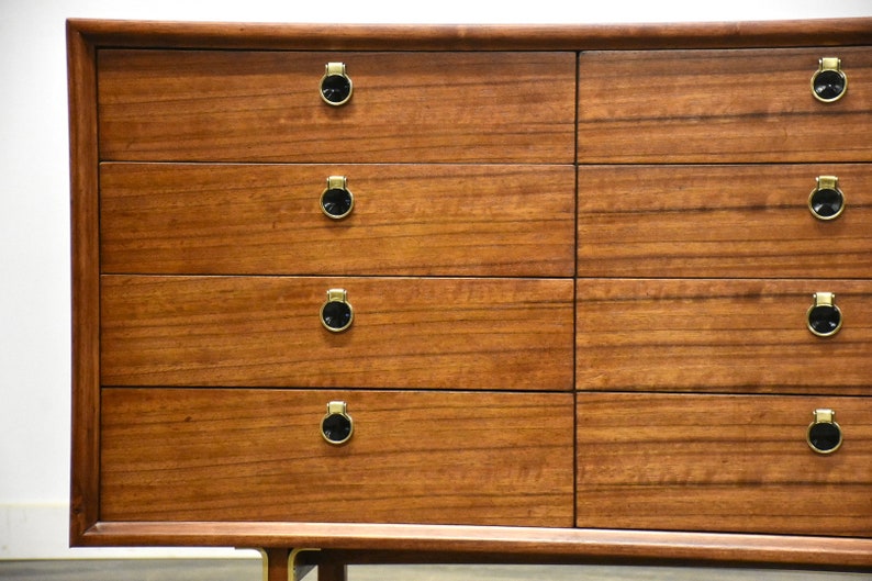 Refinished Zebra Wood and Brass Dresser image 7