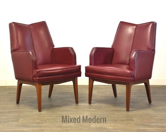 Maroon Lounge Chairs - A Pair
