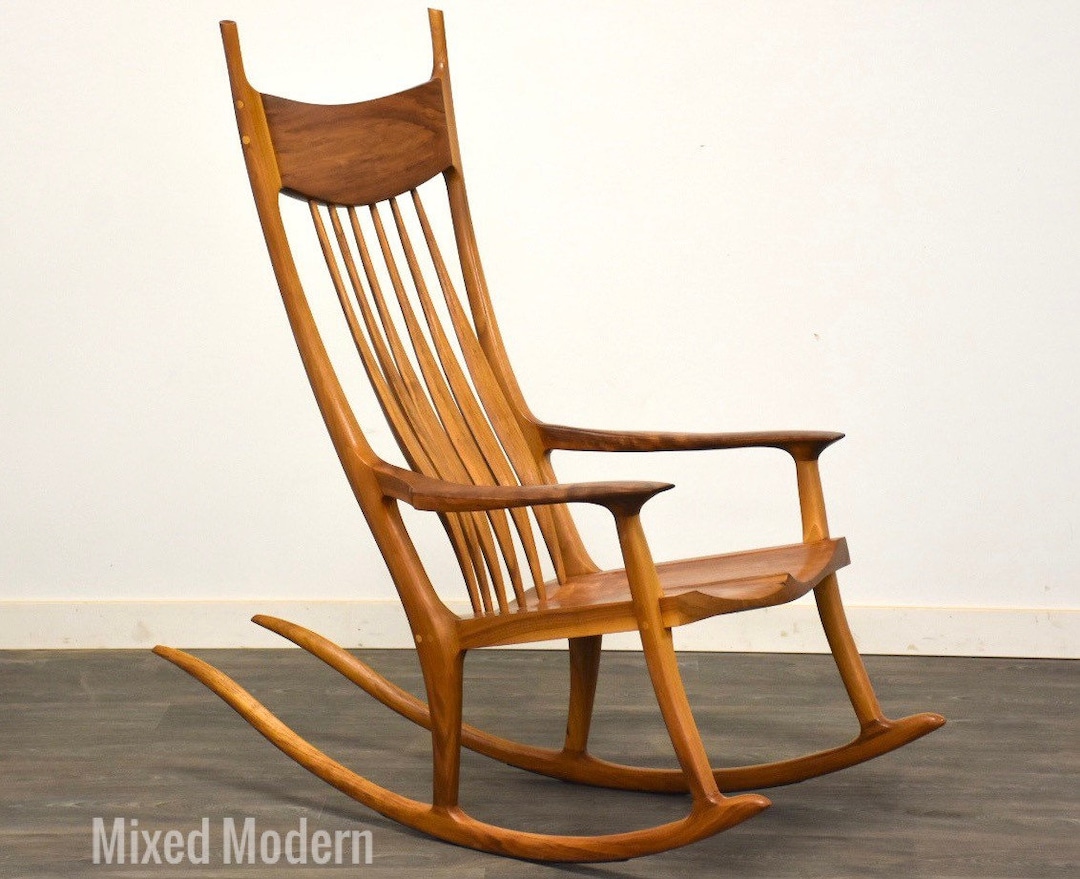 Modern Walnut Sam Maloof Style Rocking Chair Etsy