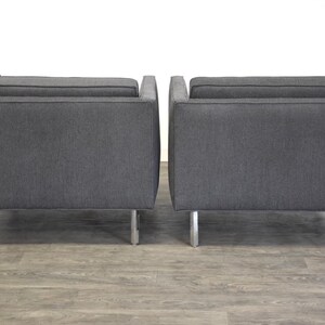 Grey & Chrome Vintage Cube Lounge Chairs a Pair image 5