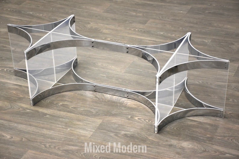 Alessandro Albrizzi Lucite and Chrome Coffee Table Base image 1
