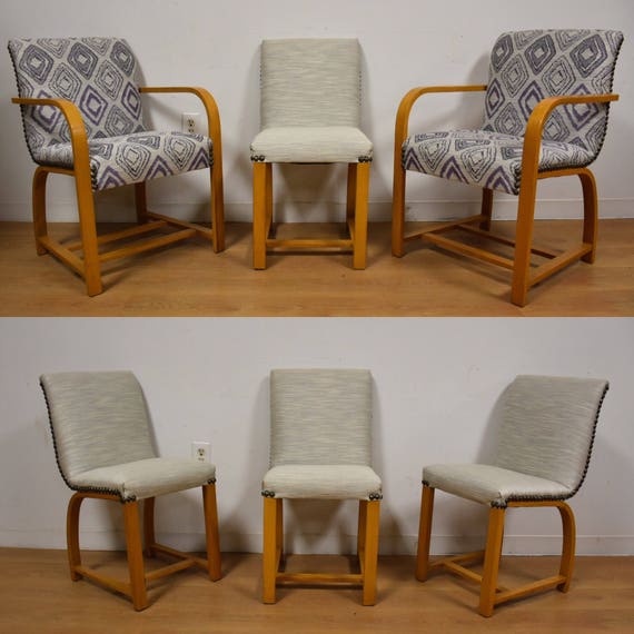 Gilbert Rohde Art Deco Moderne Salle A Manger Chaises Lot De 6 Gilbert Rohde Art Deco Moderne Salle A Manger Chaises Lot De 6