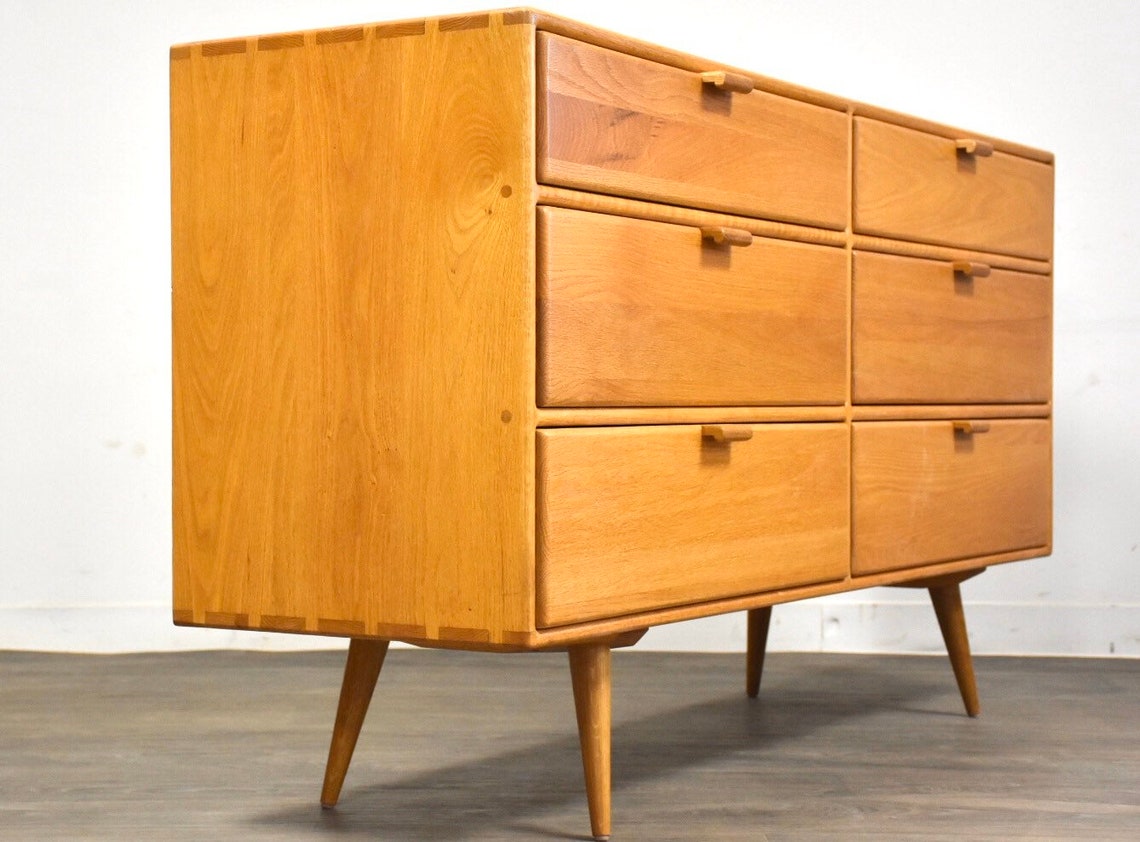 Solid Oak Mid Century Style Dresser Etsy