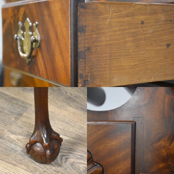 Chippendale Flamed Mahogany Full Bonnet Top Highboy Etsy
