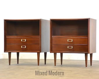 Refinished Paul Frankl Walnut Nightstands - A Pair