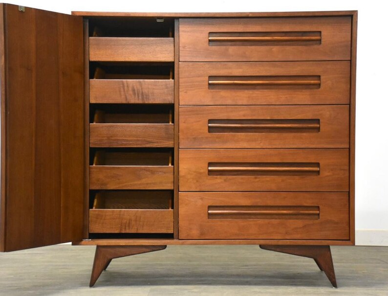 Mid Century Walnut Armoire Dresser image 2
