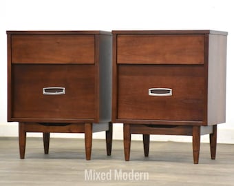 Refinished Walnut Nightstands by Hooker - A Pair