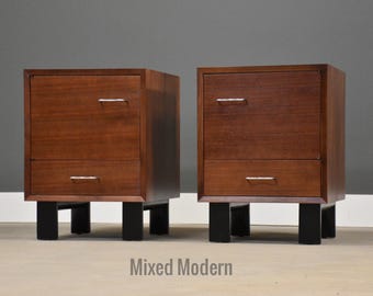 Refinished Walnut Nightstands by George Nelson for Herman Miller - A Pair