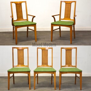 Mid Century Green Dining Chairs Set of 5 image 1