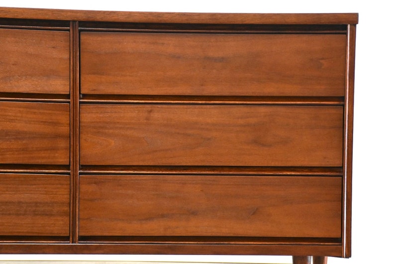 Walnut Mid Century Modern Dresser by Bassett image 8