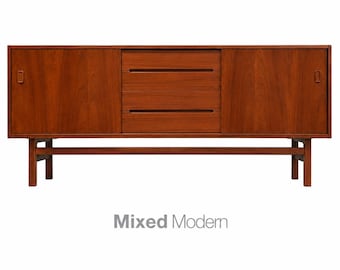 Refinished 75” Swedish Modern Teak Sideboard Credenza Dresser by Nils Jonsson for Troeds