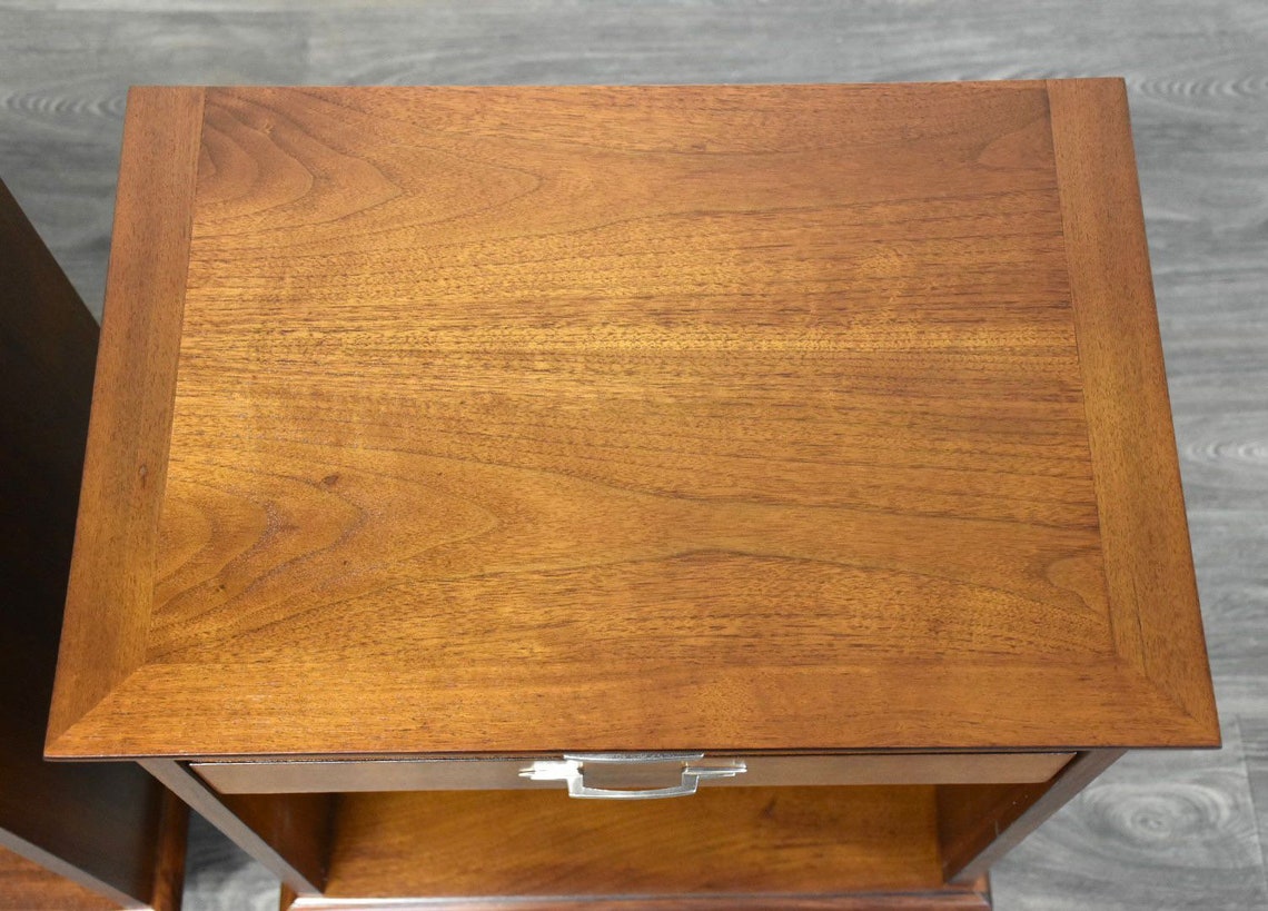 Lane Walnut MCM Nightstands A Pair Etsy