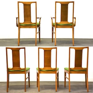 Mid Century Green Dining Chairs Set of 5 image 3
