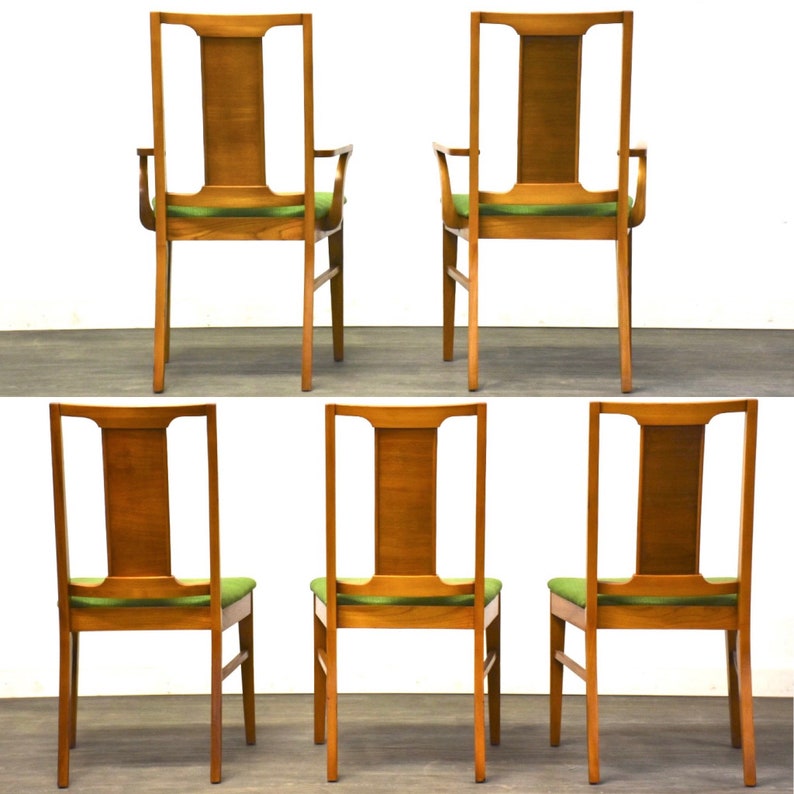 Mid Century Green Dining Chairs Set of 5 image 3
