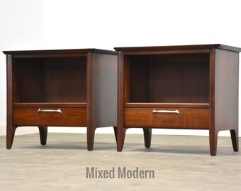 Refinished Walnut Nightstands by Drexel “Modern”