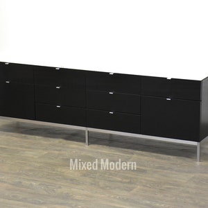 Black Lacquer & Marble Credenza by Florence Knoll image 1