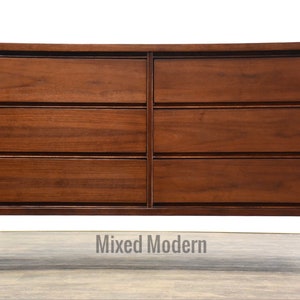 Walnut Mid Century Modern Dresser by Bassett image 1