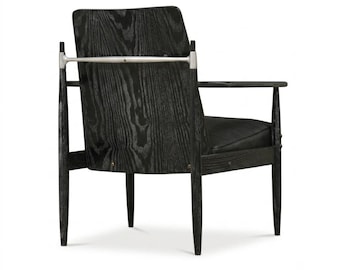 Danish Modern Ebonized Black Cerused Lounge Chair