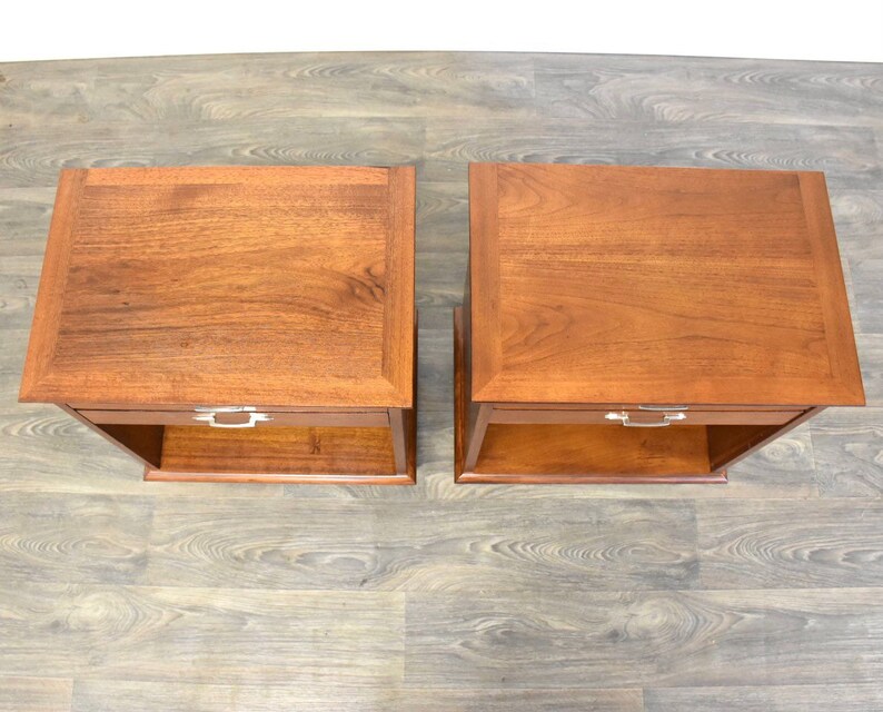Lane Walnut MCM Nightstands A Pair Etsy