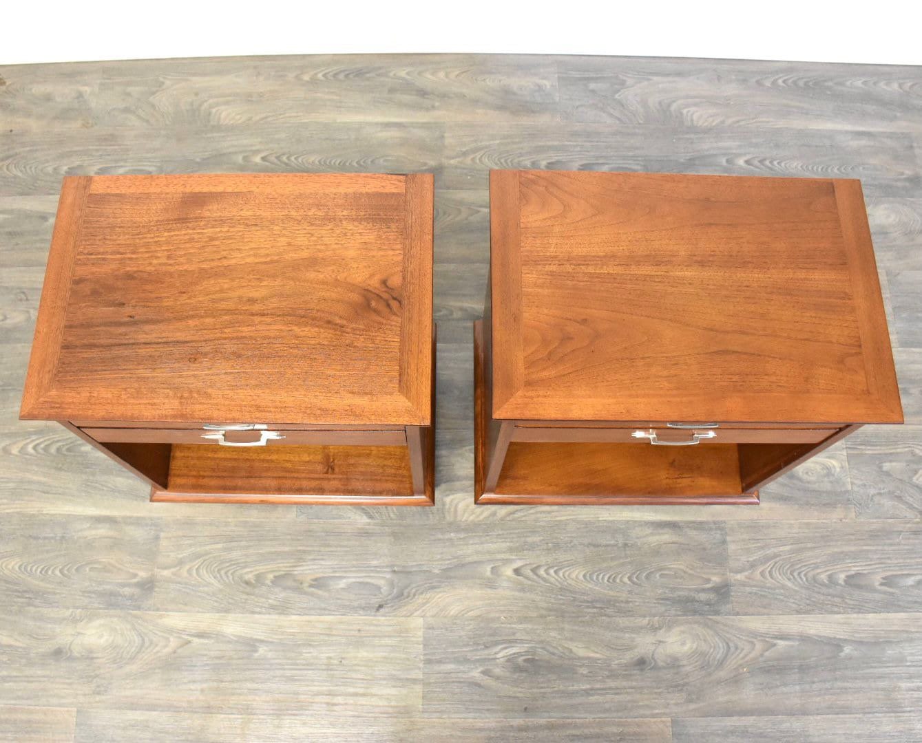 Lane Walnut MCM Nightstands A Pair Etsy