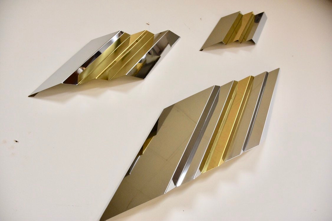 Modern Brass and Chrome Wall Art Etsy UK