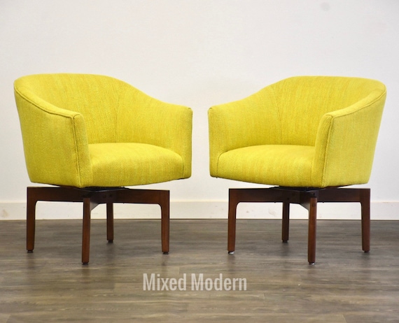 Jens Risom Yellow Swivel Lounge Chairs A Pair Australia Jens Risom Yellow Swivel Lounge Chairs, Jens Risom Chair Australia