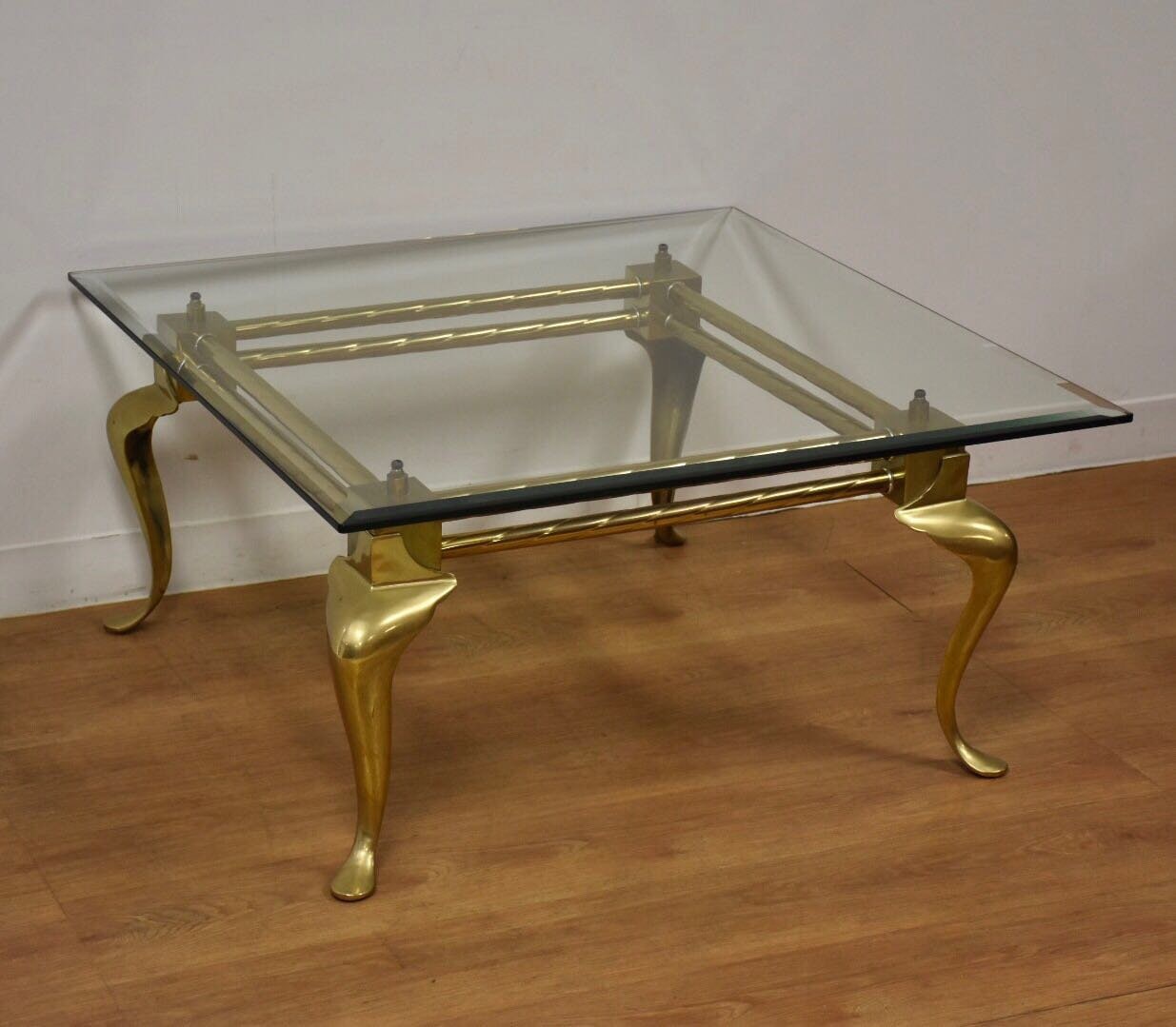 Antique brass coffee table 2024 with glass top