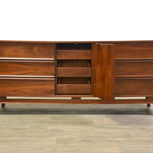 Walnut Mid Century Modern Long Dresser image 2