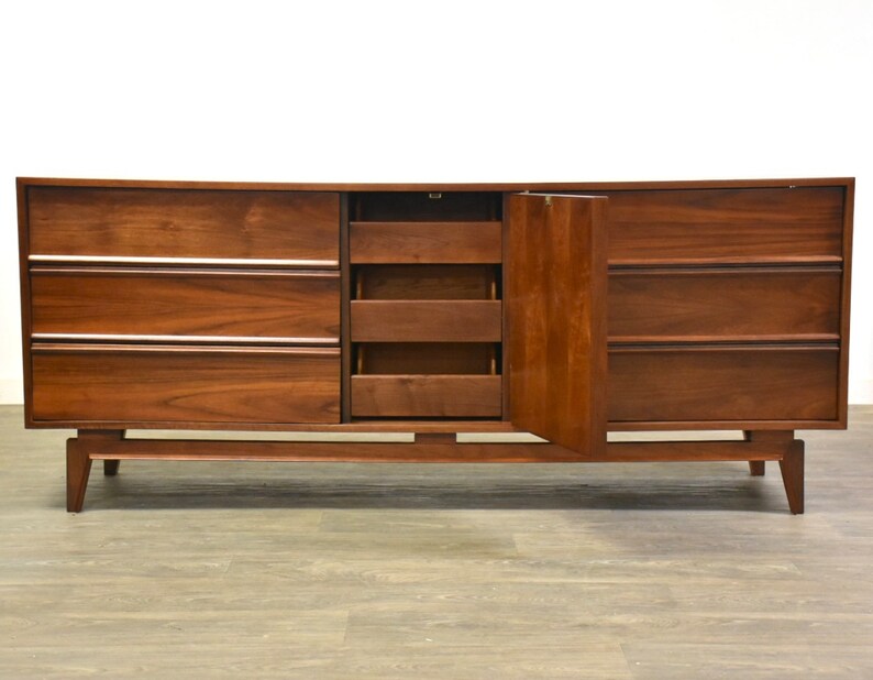 Walnut Mid Century Modern Long Dresser image 2