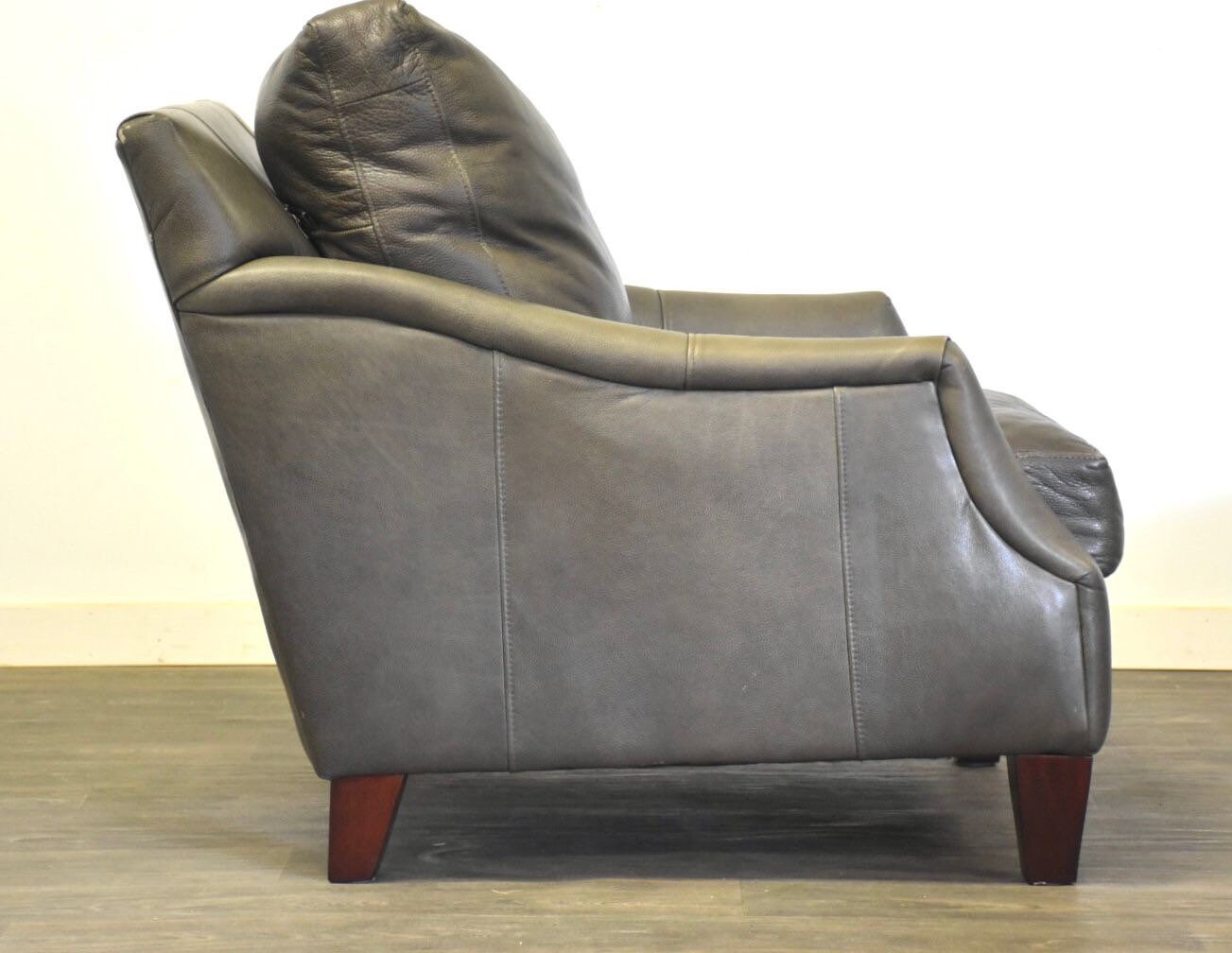 Grey Leather Lounge Chair With Ottoman Etsy