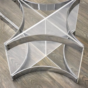 Alessandro Albrizzi Lucite and Chrome Coffee Table Base image 5