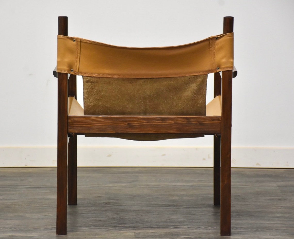 Mid Century Modern Leather Sling Chair - Etsy UK
